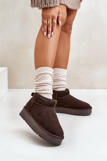 Women's Suede Snow Boots On Platform Brown Nereviana 2