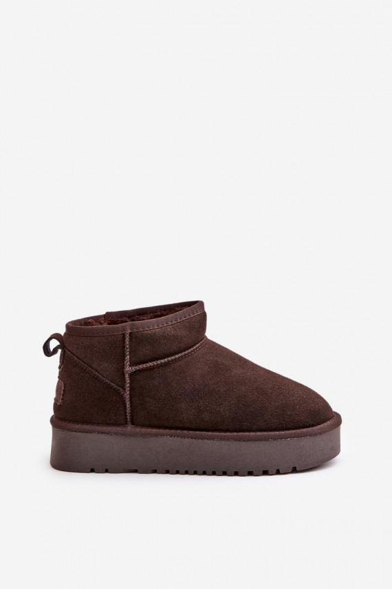 Women's Suede Snow Boots On Platform Brown Nereviana