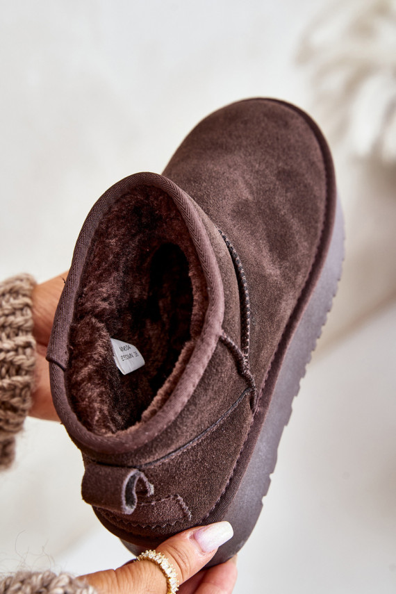 Women's Suede Snow Boots On Platform Brown Nereviana