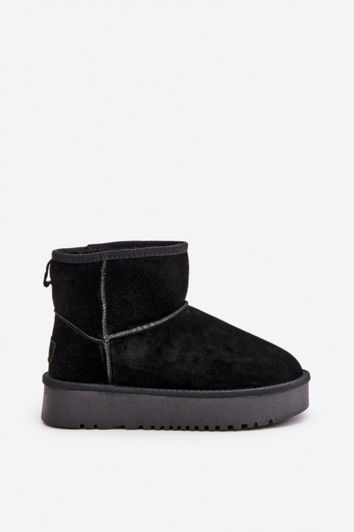 Women's Suede Snow Boots On Platform Above Ankle Black Rianaella