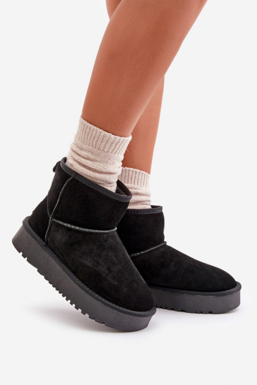 Women's Suede Snow Boots On Platform Above Ankle Black Rianaella