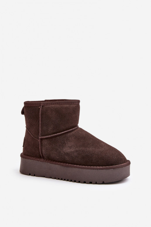 Women's Suede Snow Boots on Platform Above Ankle Brown Rianaella