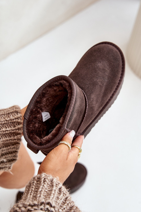 Women's Suede Snow Boots on Platform Above Ankle Brown Rianaella