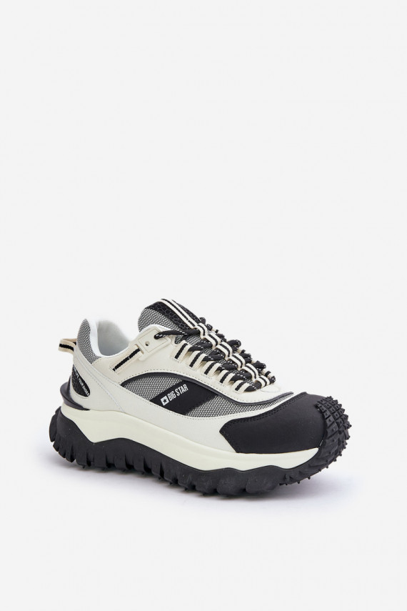 Leather Women's Sneakers On Platform Big Star OO274A220 HI-POLY SYSTEM White-Black