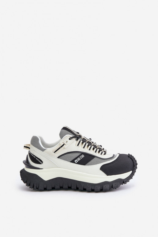 Leather Women's Sneakers On Platform Big Star OO274A220 HI-POLY SYSTEM White-Black
