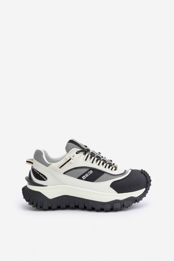 Leather Women's Sneakers On Platform Big Star OO274A220 HI-POLY SYSTEM White-Black