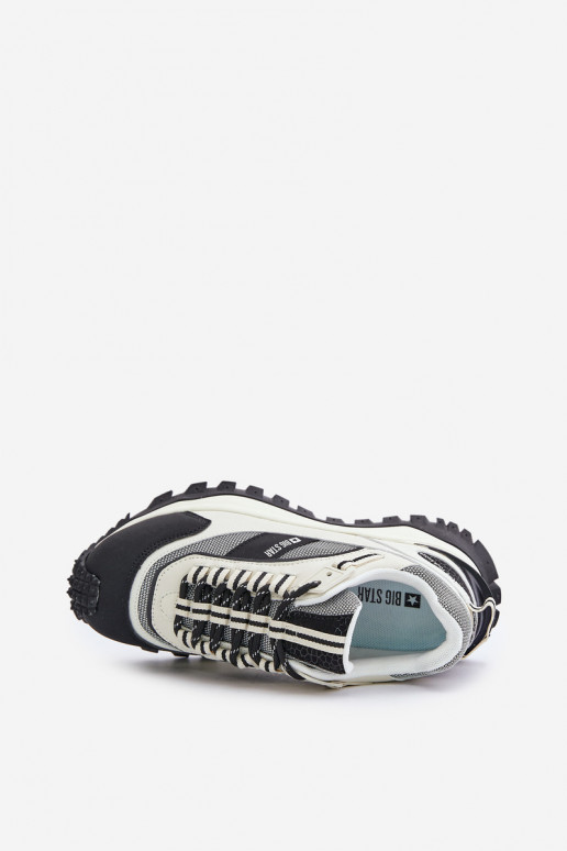 Leather Women's Sneakers On Platform Big Star OO274A220 HI-POLY SYSTEM White-Black