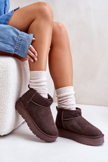 Fashionable Suede Low Snow Boots Brown Nucca 2