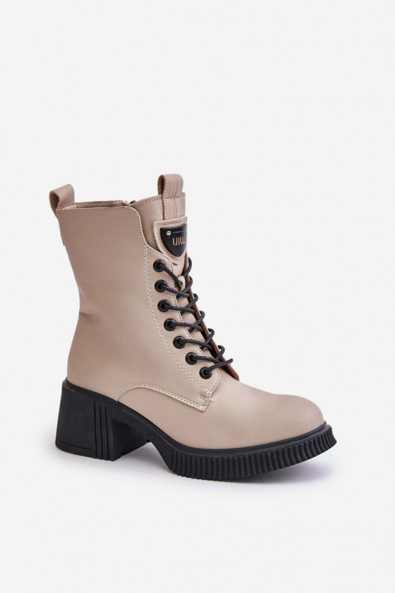 Warm Women Boots Made Of Natural Leather Beige Vinceza 66671