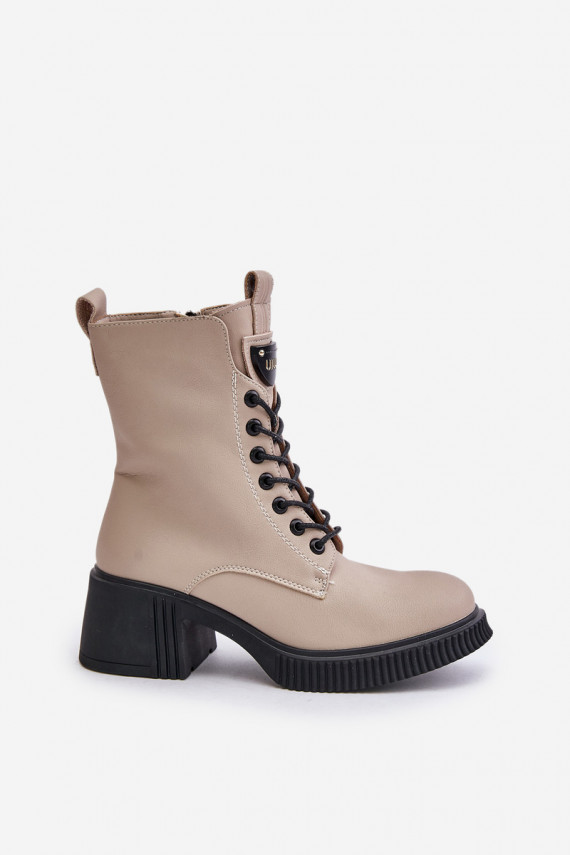 Warm Women Boots Made Of Natural Leather Beige Vinceza 66671