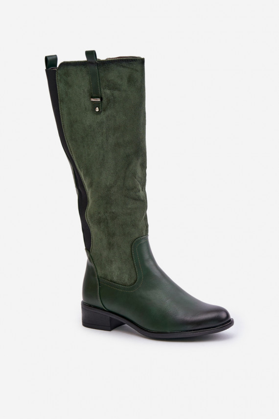 Women's Insulated Knee High Boots With Zipper Green Ivasira