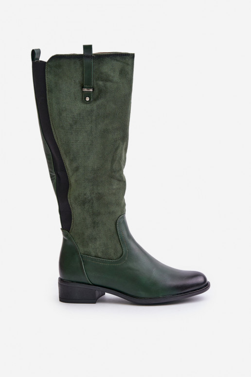 Women's Insulated Knee High Boots With Zipper Green Ivasira