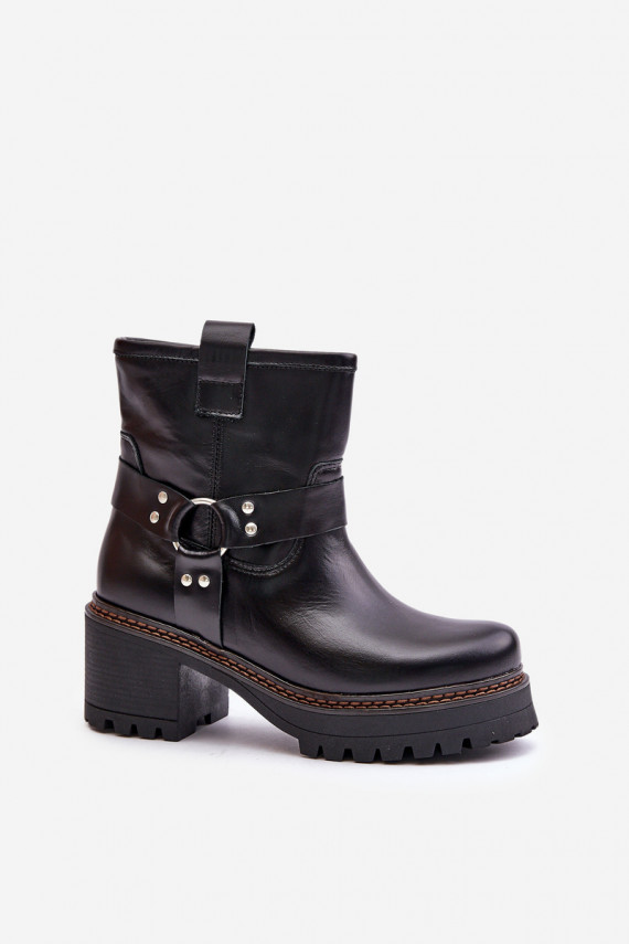 Women's Leather Ankle Boots With Zipper 3435 Lewski Black