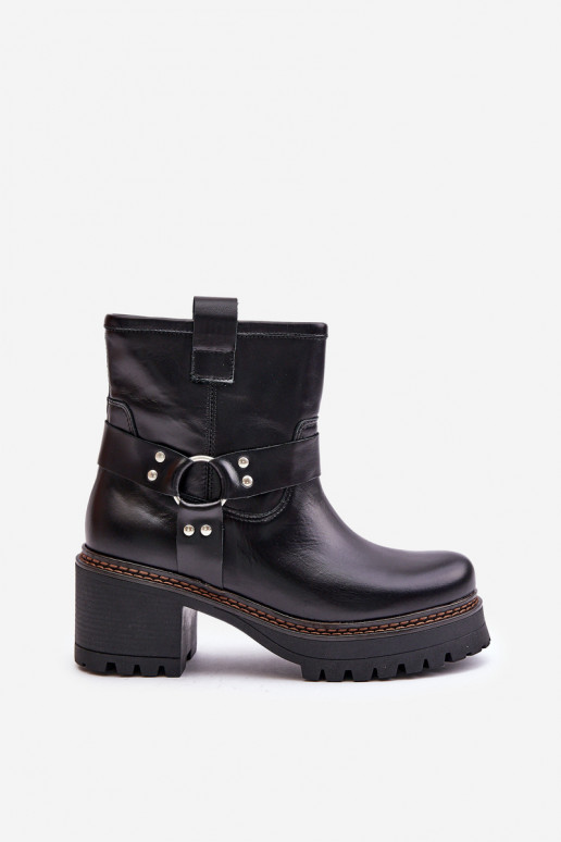 Women's Leather Ankle Boots With Zipper 3435 Lewski Black