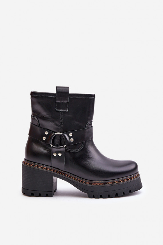 Women's Leather Ankle Boots With Zipper 3435 Lewski Black
