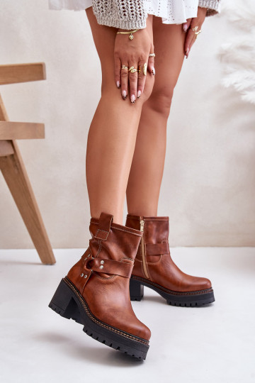 Women's Leather Ankle Boots With Zip Brown Lewski 3435 2