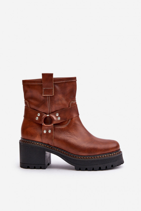 Women's Leather Ankle Boots With Zip Brown Lewski 3435