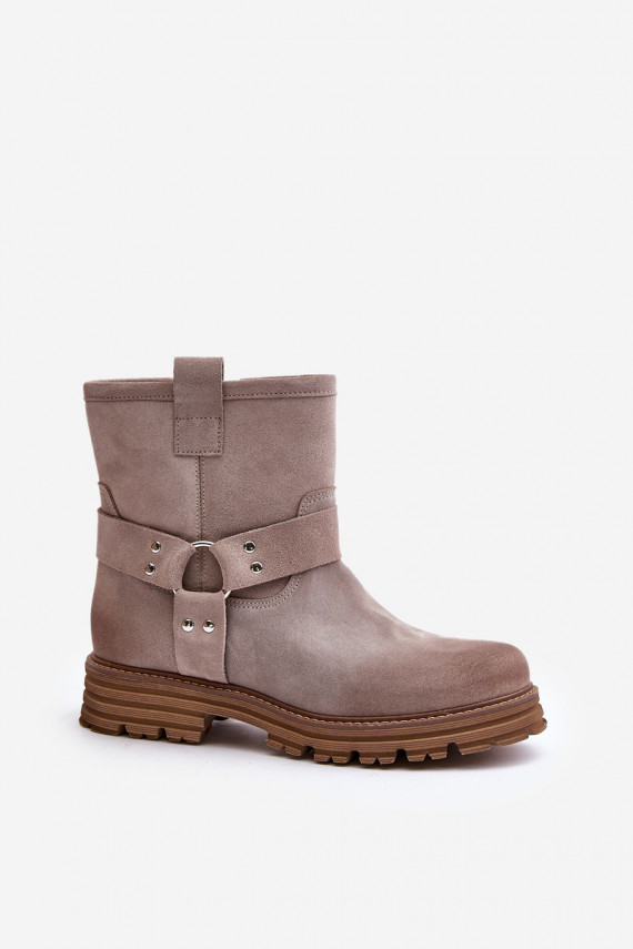 Women's Suede Boots On Flat Heel 3610 Lewski Cappucino