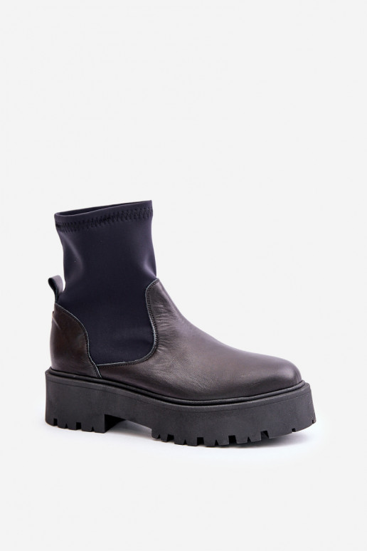 Zazoo 2947 Slip-On Women's Boots Made of Natural Leather Black