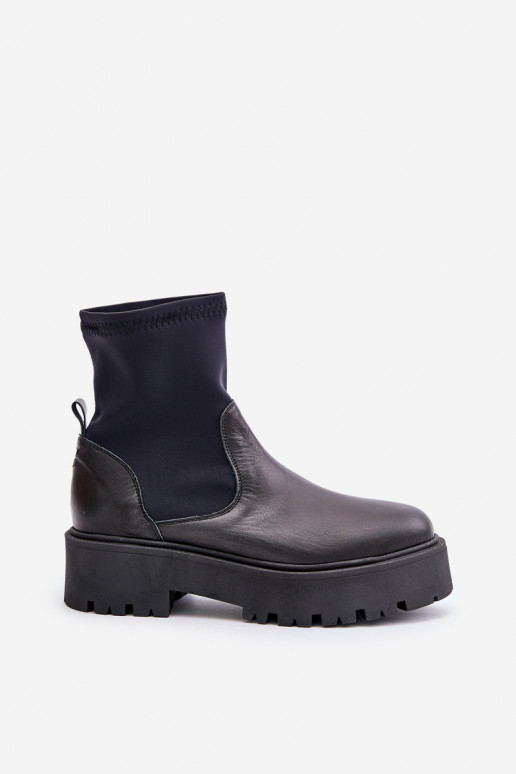 Zazoo 2947 Slip-On Women's Boots Made of Natural Leather Black
