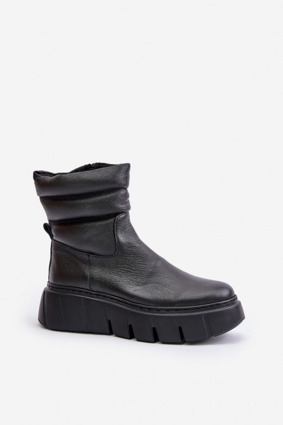 Zazoo 60512 Women's Leather Ankle Boots with Zipper and Felt Lining Black
