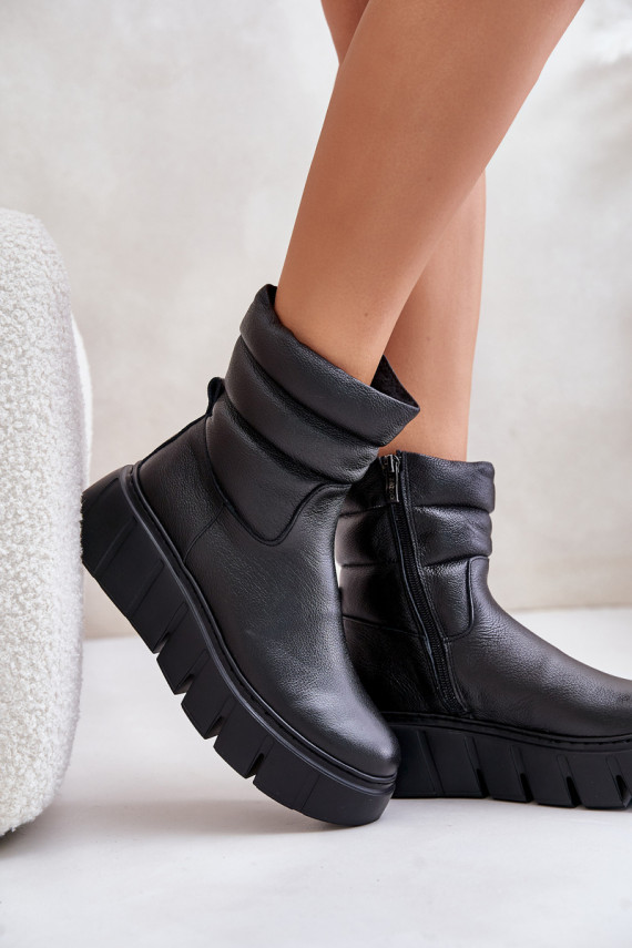 Zazoo 60512 Women's Leather Ankle Boots with Zipper and Felt Lining Black