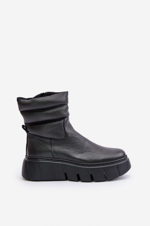 Zazoo 60512 Women's Leather Ankle Boots with Zipper and Felt Lining Black