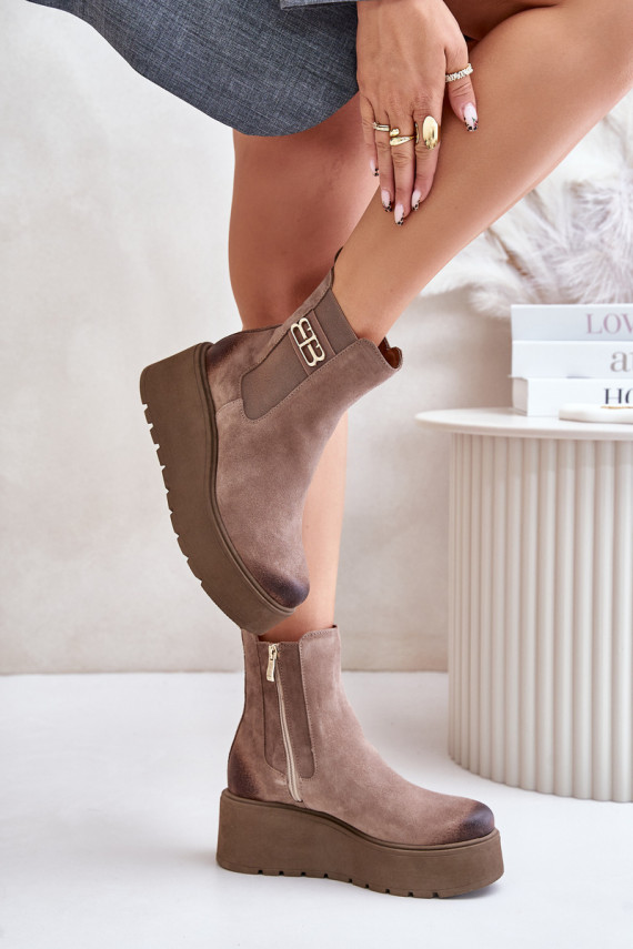 Zazoo 60498 Women's Ankle Boots Chelsea On Platform And Wedge Black