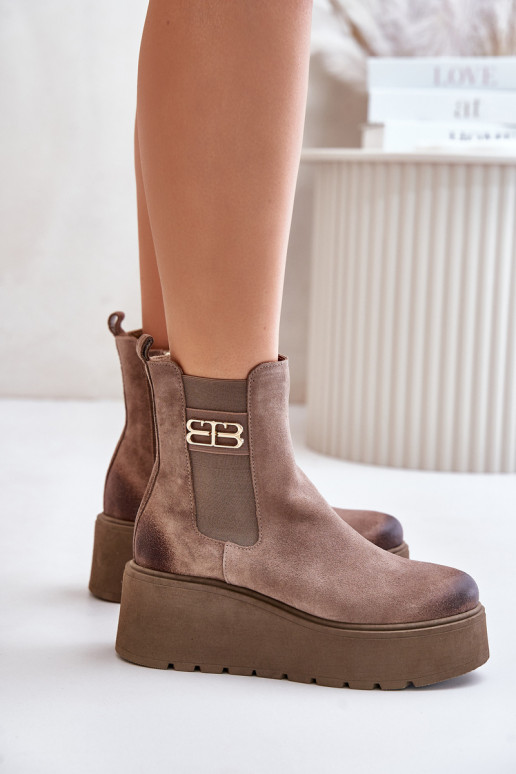 Zazoo 60498 Women's Ankle Boots Chelsea On Platform And Wedge Black