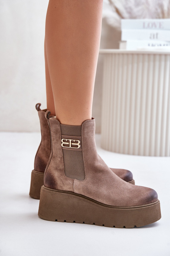 Zazoo 60498 Women's Ankle Boots Chelsea On Platform And Wedge Black
