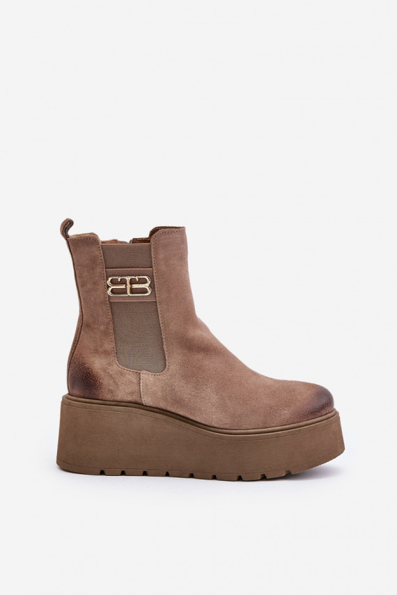 Zazoo 60498 Women's Ankle Boots Chelsea On Platform And Wedge Black