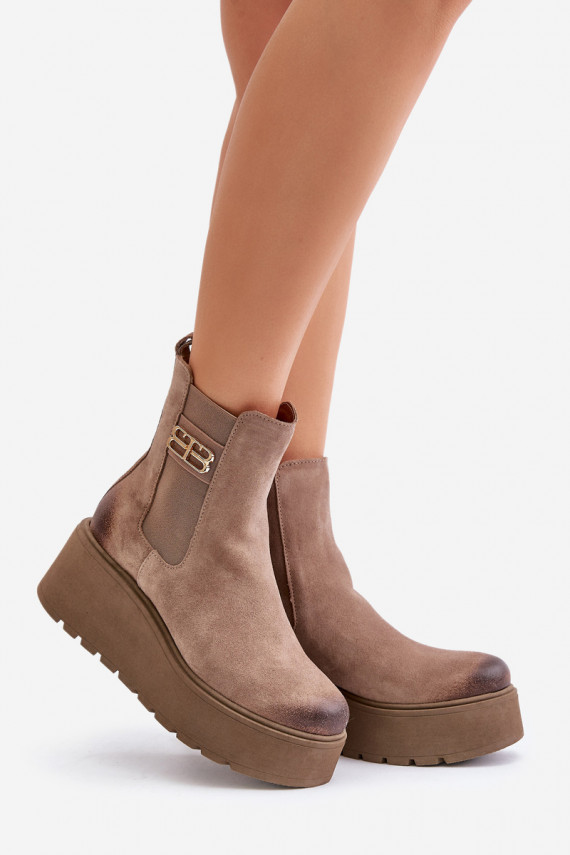 Zazoo 60498 Women's Ankle Boots Chelsea On Platform And Wedge Black