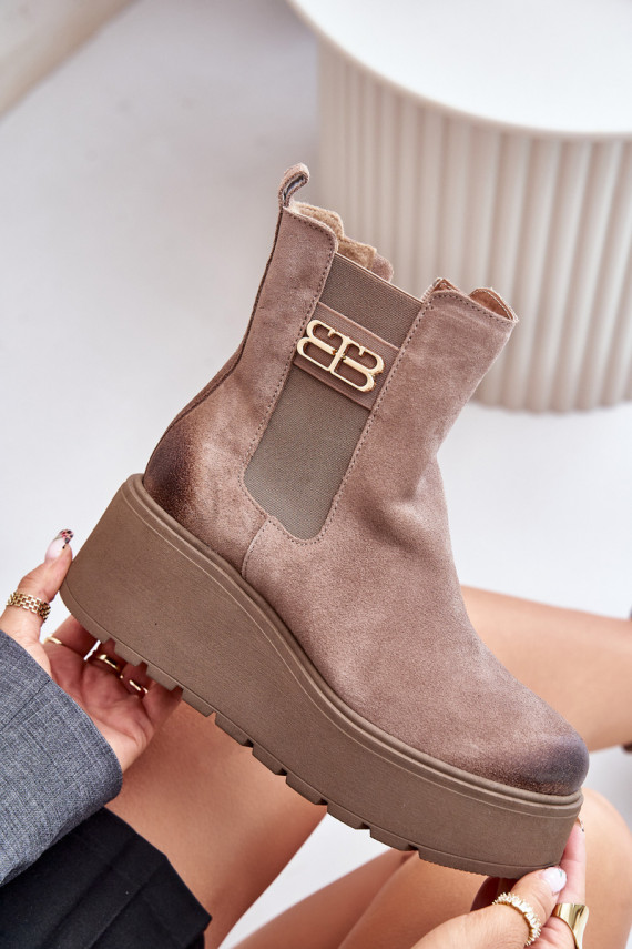 Zazoo 60498 Women's Ankle Boots Chelsea On Platform And Wedge Black