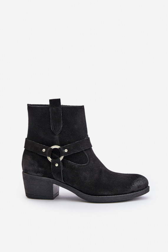 Suede insulated ankle boots with heels black Zazoo 60477