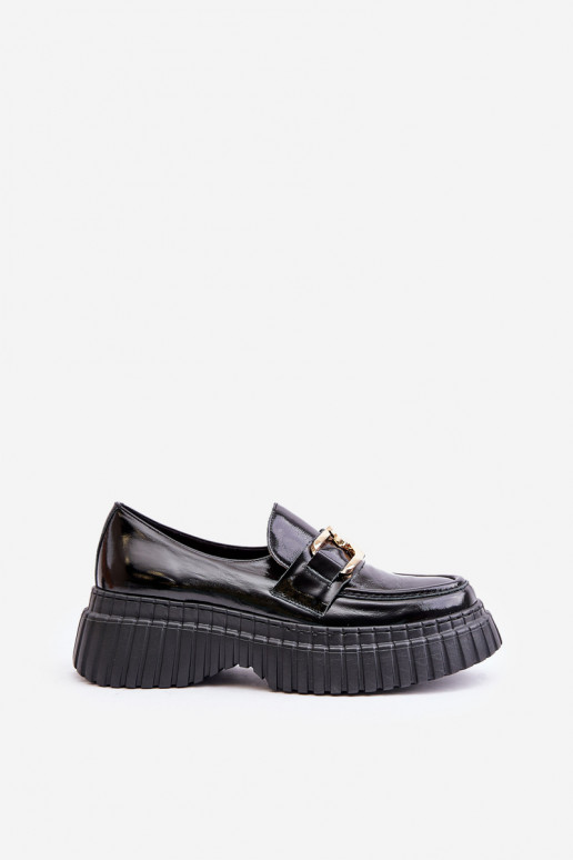 Zazoo 20176 Patent Leather Loafers Women's Natural Leather Dark Green