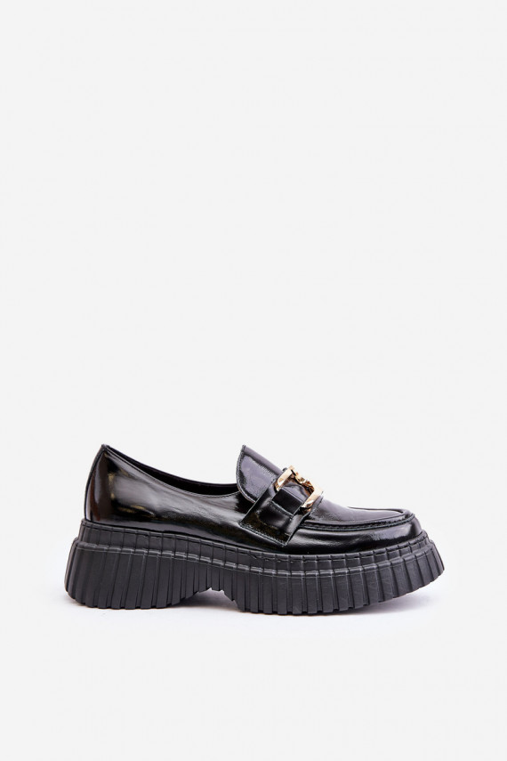 Zazoo 20176 Patent Leather Loafers Women's Natural Leather Dark Green