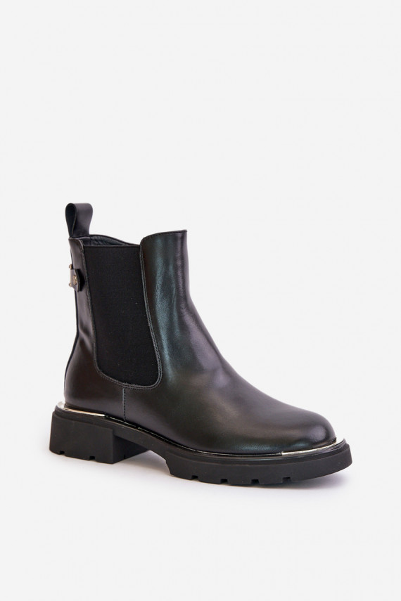 Leather Ankle Boots With Zipper GOE OO2N4147-E2 Black