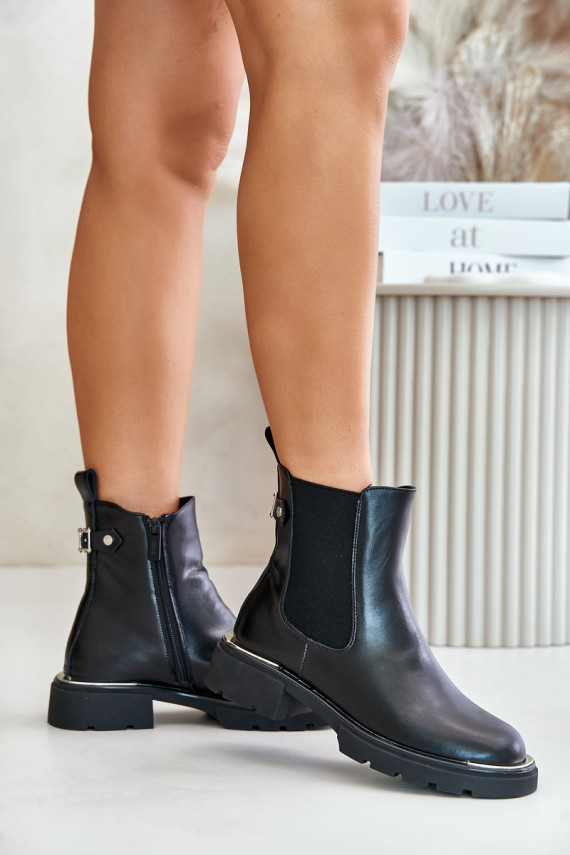 Leather Ankle Boots With Zipper GOE OO2N4147-E2 Black