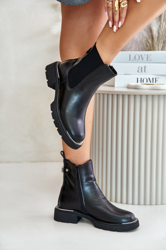 Leather Ankle Boots With Zipper GOE OO2N4147-E2 Black