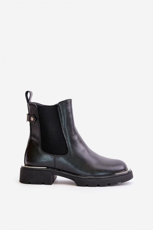 Leather Ankle Boots With Zipper GOE OO2N4147-E2 Black