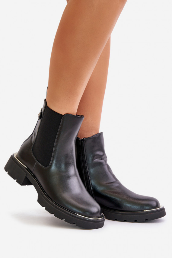 Leather Ankle Boots With Zipper GOE OO2N4147-E2 Black