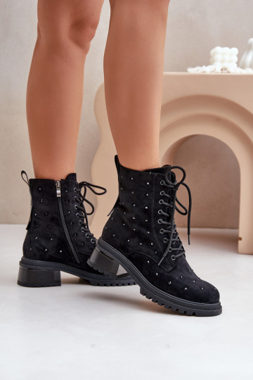 Embellished Women's Work Boots Insulated D&A Black MR880-017 2