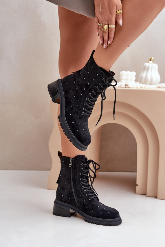 Embellished Women's Work Boots Insulated D&A Black MR880-017