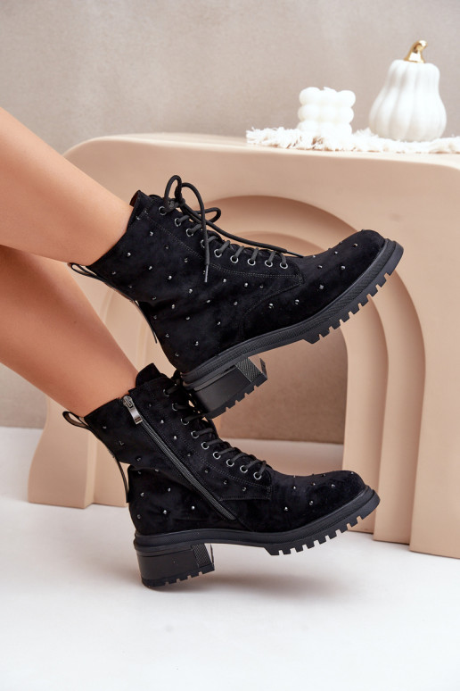 Embellished Women's Work Boots Insulated D&A Black MR880-017