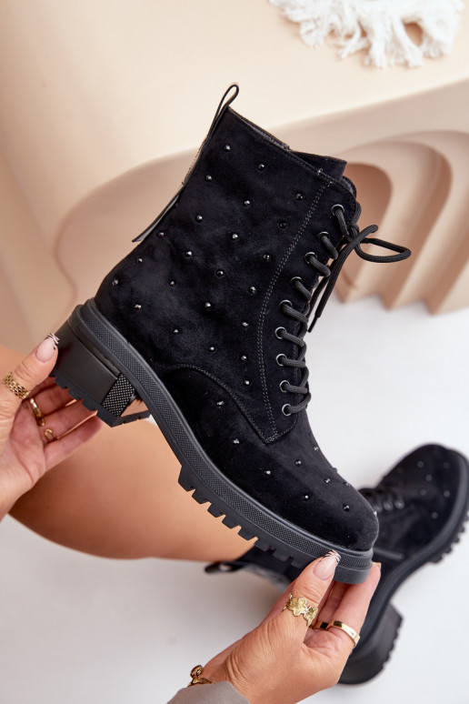 Embellished Women's Work Boots Insulated D&A Black MR880-017