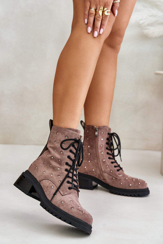 Decorated Ankle Boots Workery Women's Insulated D&A MR880-017 Taupe