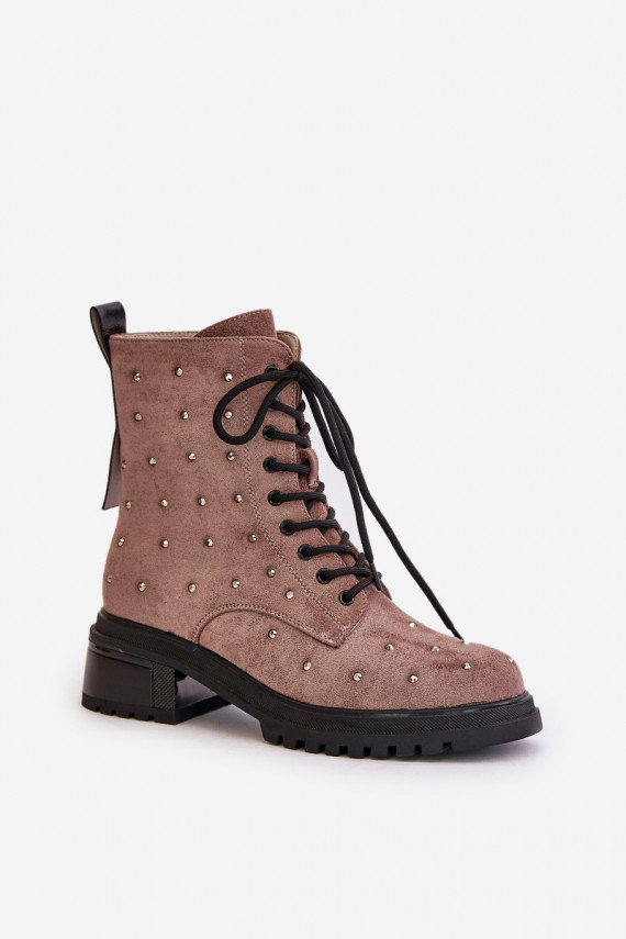 Decorated Ankle Boots Workery Women's Insulated D&A MR880-017 Taupe