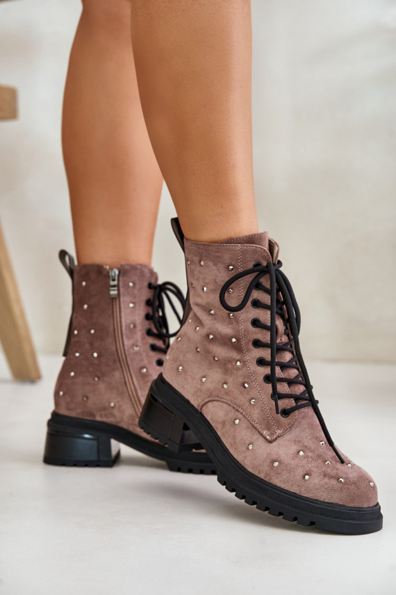 Decorated Ankle Boots Workery Women's Insulated D&A MR880-017 Taupe