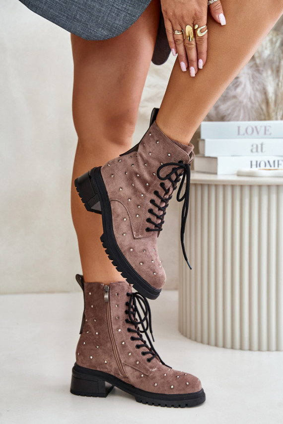 Decorated Ankle Boots Workery Women's Insulated D&A MR880-017 Taupe