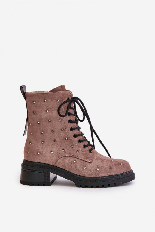 Decorated Ankle Boots Workery Women's Insulated D&A MR880-017 Taupe